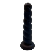Load image into Gallery viewer, The Dungeon Store - Split Peaches Midnight Dream Small Unicorn Horn - Super Squish - Dark navy blue and dark bronze