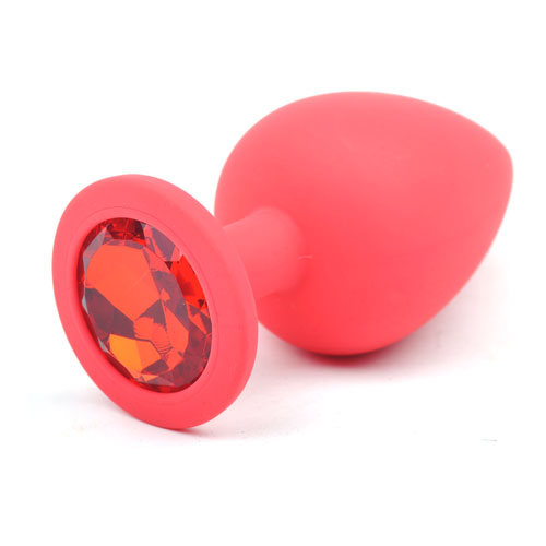 Butt Plug - Red Silicone -Ruby Red Gem