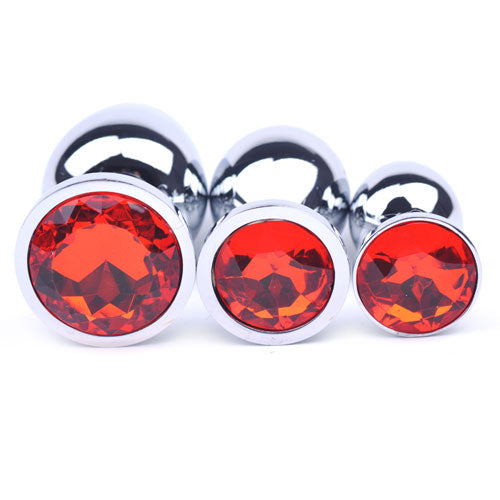 Butt Plug - Polished Metal - Ruby Red The Dungeon Store Butt Plug - Polished Metal - Ruby Red The Dungeon Store