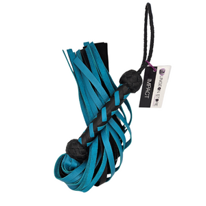 The Dungeon Store, deer tanned floggers, light blue