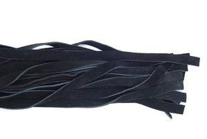 The Dungeon Store - Black Suede Classic Flogger Falls Close Up View