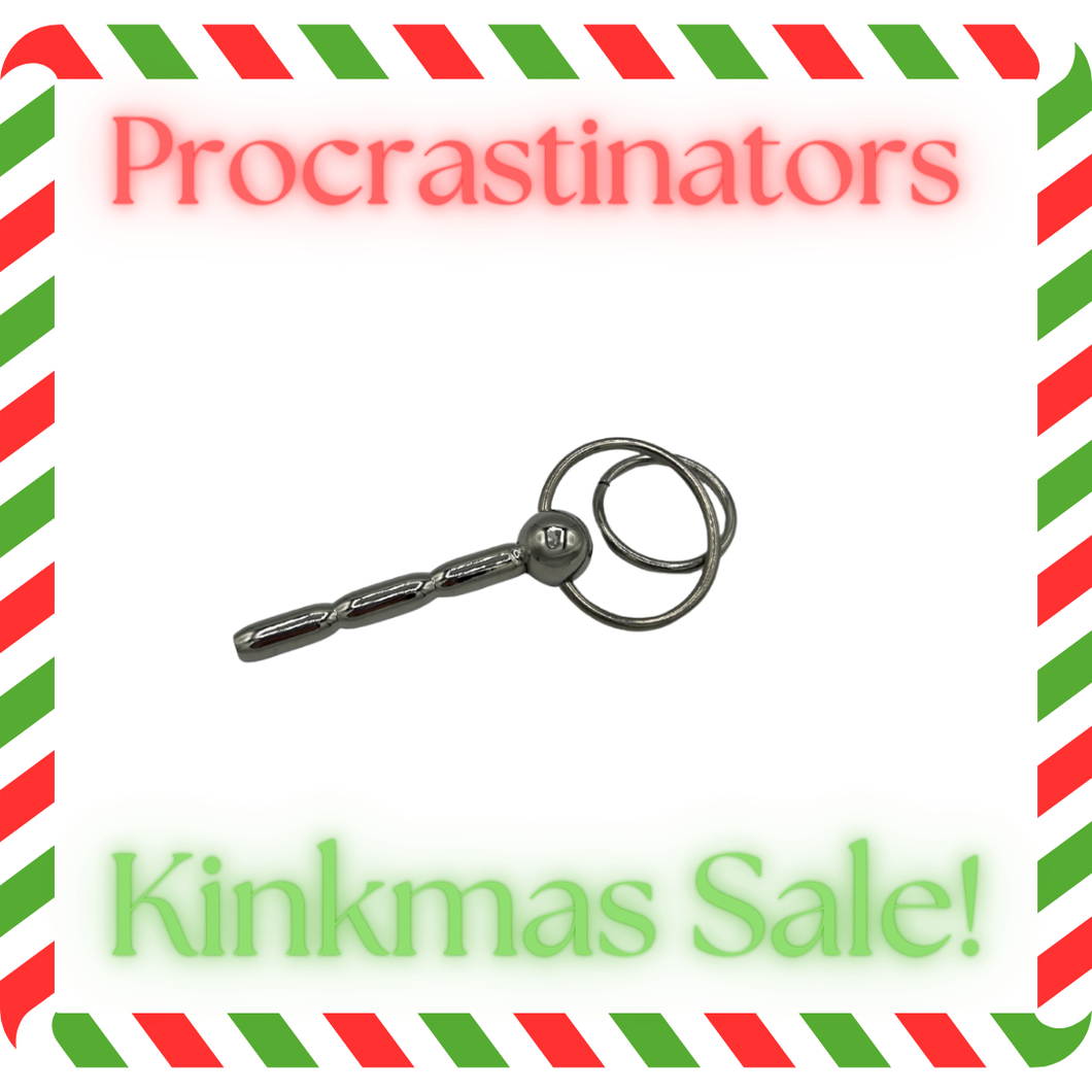 Procrastinators Kinkmas Sale - The Dungeon Store - Ribbed Cum Thru -Stainless Steel Penis Plug with  Double Glans Ring