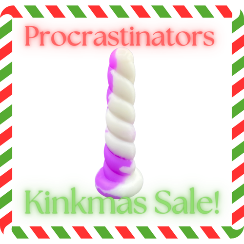 Procrastinators Kinkmas Sale - The Dungeon Store  - Grape Cream Medium Unicorn Horn - Medium 10 - Split Peaches - Purple/ White View 1
