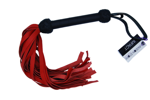 The Dungeon Store -  Red Leather Classic Flogger Full View