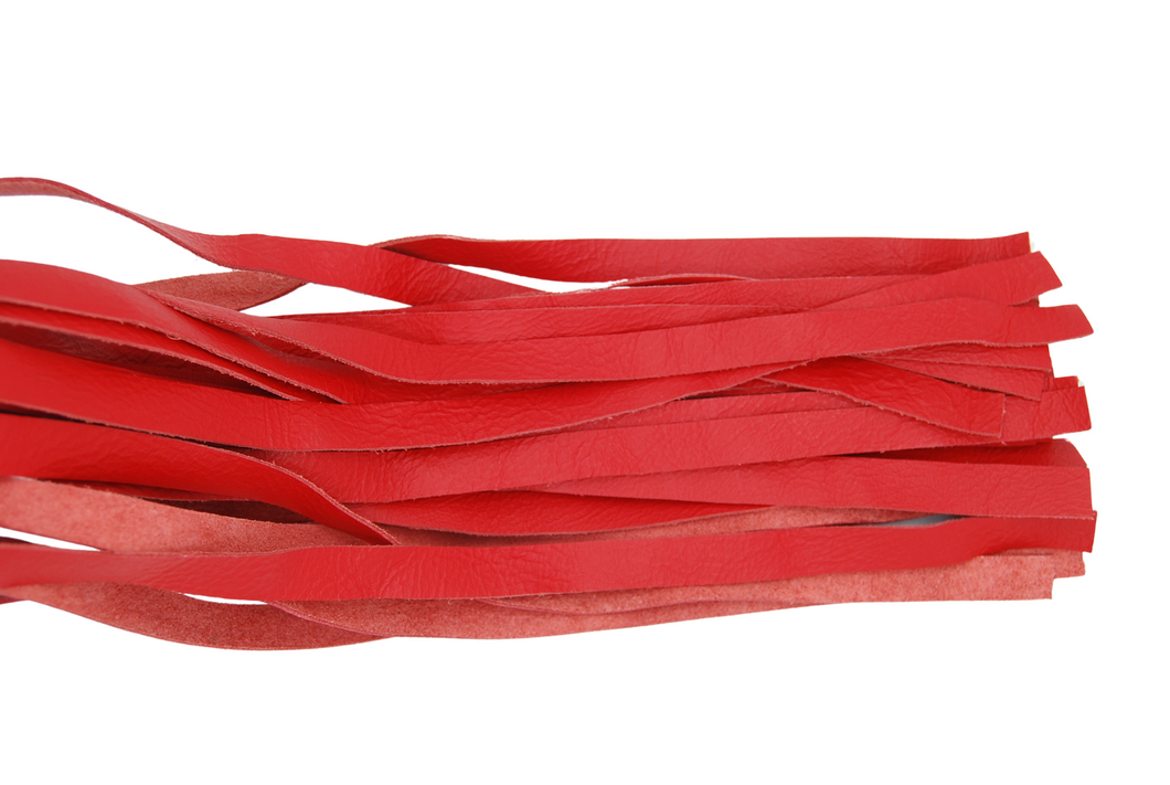 The Dungeon Store -  Red Leather Classic FloggerFalls Close Up View