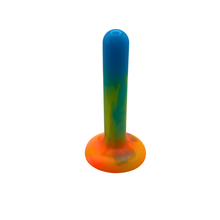 Load image into Gallery viewer, The Dungeon Store - Split Peaches Vivid Rainbow Anal Starter - Super Squish. Ombre Blue - Green - Yellow - Red Base insertable end - 1