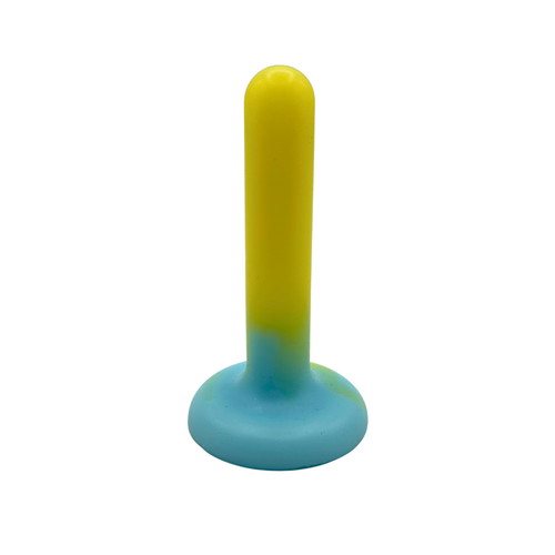 The Dungeon Store - Split Peaches Pastel Blue and yellow Anal Starter - Super Squish. Blue Base and yellow insertable end - 1