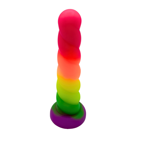 The Dungeon Store - Split Peaches- Vivid Neon Small Unicorn Horn in  density Super Squish -  neon rainbow (Pink, Orange, Yellow, Green, Purple) - 1