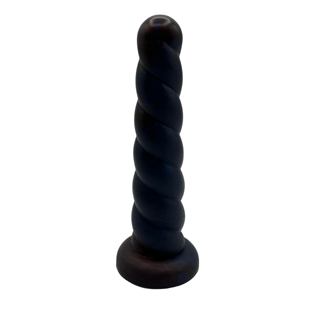 The Dungeon Store - Split Peaches Midnight Dream Small Unicorn Horn - Super Squish - Dark navy blue and dark bronze