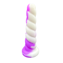 Load image into Gallery viewer, The Dungeon Store  - Grape Cream Medium Unicorn Horn - Medium 10 - Split Peaches - Purple/ White View 1