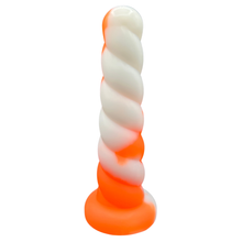 Load image into Gallery viewer, The Dungeon Store Orange Twist Medium Unicorn Horn - Firm 20 - Split Peaches View 2