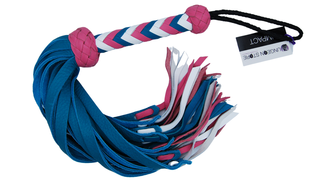 The Dungeon Store - Trans Pride Flogger Full view Front