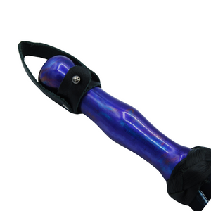 The Dungeon Store- Purple Haze Mat flogger handle view