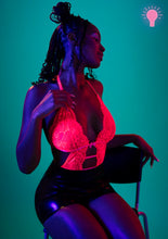 Load image into Gallery viewer, The Dungeon Store - Black Light Pink Halter Teddy w/ Snap Crotch Front in Light