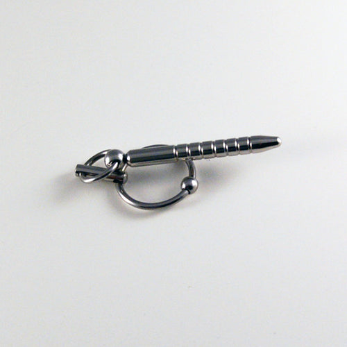 Dungeon Store Stainless Steel Penis Plug - Large with Glans Ring
