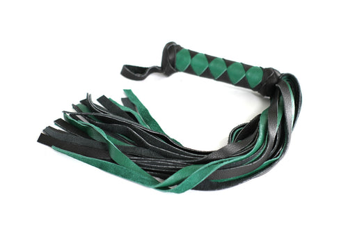 The Dungeon Store Green Braid Handle Flogger