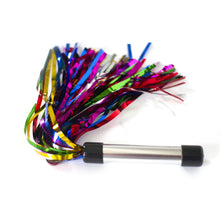 Load image into Gallery viewer, Dungeon Store Violet Wand Mylar Flogger MArdi Gras