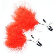 Load image into Gallery viewer, Red Adjustable Feather Nipple Clamp - The Dungeon Store