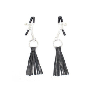 Adjustable Nipple Clamps - Leather Tassels The Dungeon Store