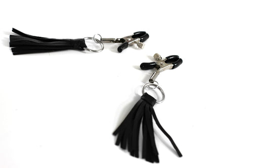 The Dungeon Store Leather Tassel Nipple Clamp - Adjustable