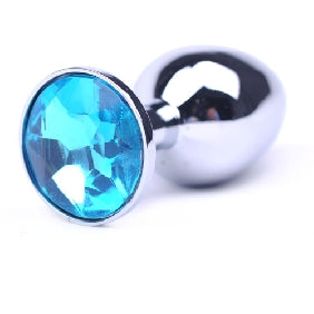 Butt Plug - Polished Metal - Blue Stone The Dungeon Store Butt Plug - Polished Metal - Blue Stone The Dungeon Store