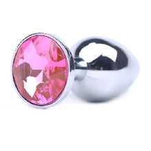Load image into Gallery viewer, Butt Plug - Polished Metal - Pink Stone