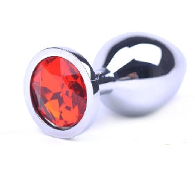 Butt Plug - Polished Metal - Ruby Red The Dungeon Store Butt Plug - Polished Metal - Ruby Red The Dungeon Store
