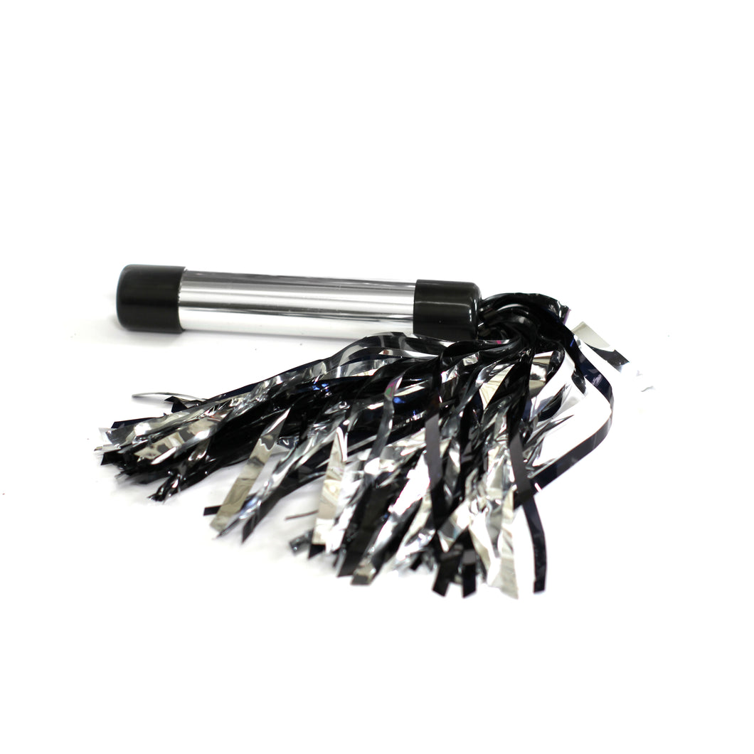 Dungeon Store Violet Wand Mylar Flogger SIlver and Black
